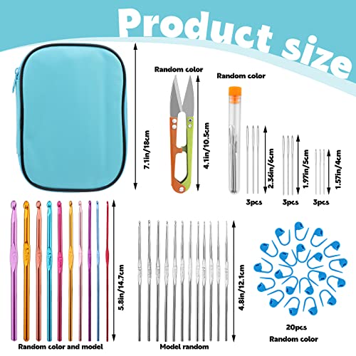 IMZAY 54 Pcs Crochet Hooks Set 0.6–6.5mm Ergonomic Crochet Needles Set - color: Blue, size: 54 Pcs