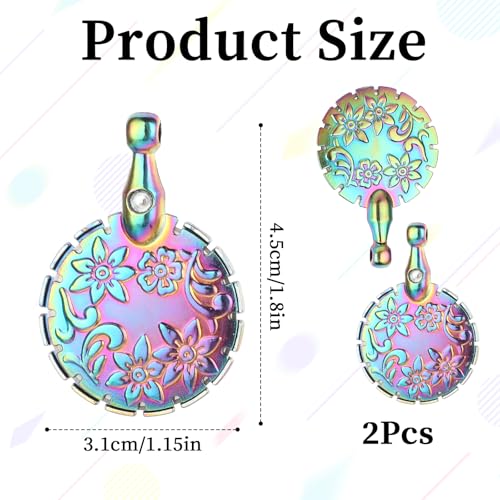 2 PCS Yarn Cutter Pendants Thread Cutter Pendants, Vintage Metal Yarn Cutters Thread Snips Round Floral Design Craft Cutting Tools Sewing Scissors for DIY Sewing and Knitting (Dazzle Color)
