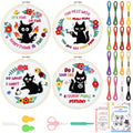Rivvlive 4 Sets Cat Embroidery Kit with Hoop, Needlepoint Crafts Set - style: Cat