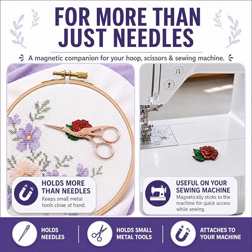 The Quilted Bear Magnetic Needle Minder, Small, Rose - color: Rose