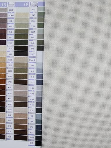KCS 59" x 1 Yard (93cmx149cm) 11ct Counted Cotton Aida Cloth Cross Stitch Fabric (Pearl Grey) - color: Pearl Grey