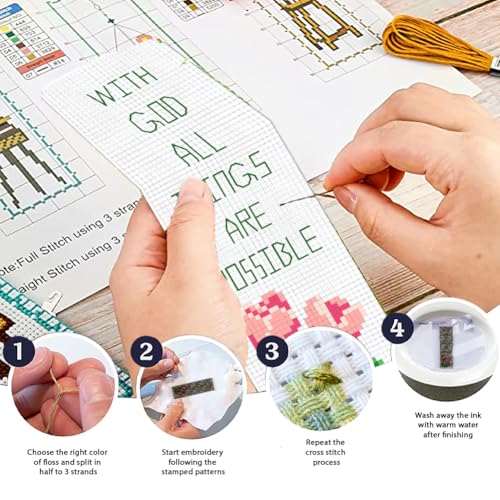 ORIGACH 6 Set Bible Verses Cross Stitch Bookmark Kit for Beginner - style: Bible Verses Cross Stitch Bookmark Kit