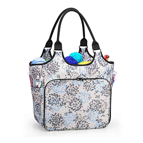 YARWO Crochet & Knitting Tote Bag, Yarn Storage Holder for Hooks & Needles