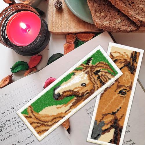 ORIGACH 6 Set Horse Cross Stitch Bookmark Kit for Beginner - style: Horse