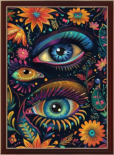 Leczany Cross Stitch Patterns Stamped Kit for Beginners | Embroidery Supplies DIY Craft Kit Needlepoint for Adults Starter | 11CT, 3 Strands | Beautiful Eyes 15.8x22.1 inches - color: 11CT Stamped kits, Beautiful Eyes 15.8x22.1 inches