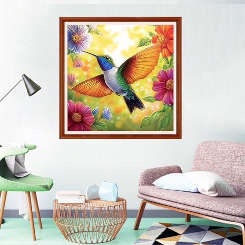 Redxing Counted Cross Stitch Kit for Beginners,Unprinted Needlepoint Kits for Beginners Cross Stitching Embroidery Kit 11CT Stitches kit-Hummingbirds Collect Honey 18x18 inch - color: Setpattern14