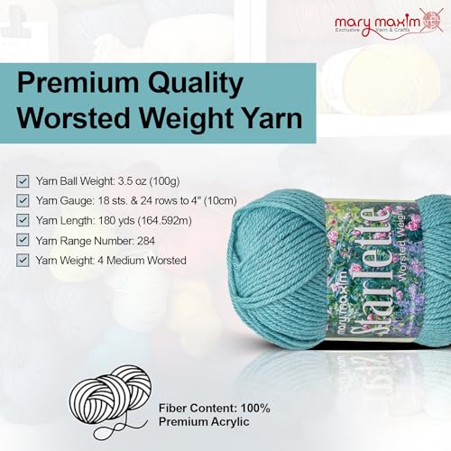 Mary Maxim Starlette Yarn, Soft Acrylic Yarn, 3.5 OZ, 180 Yards, Aqua - color: Aqua