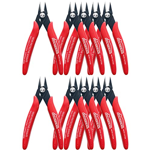 Small Wire Cutters, 10 PACK, 5 Inch, Micro Flush Cutter, Snips - color: 10 Pack