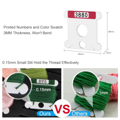 500 Pcs Acrylic Embroidery Floss Bobbins with Numbers & Color - style: No foam inserts