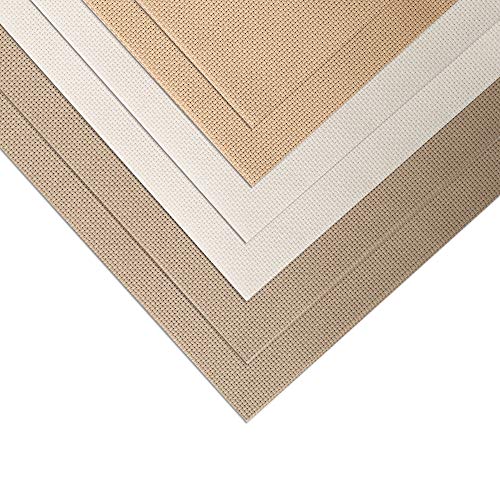 Aida Cloth 14 Count Cross Stitch Fabric 12×18inch 6 Pieces 3 Colors (Natural+Khaki+Tan)