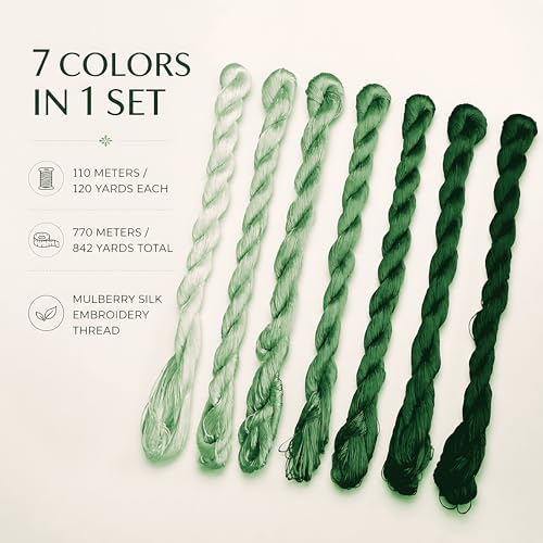 Natural 100% Silk Thread, Handmade Embroidery Thread Silk Floss 7 Colors 110m Each (91) - color: 91