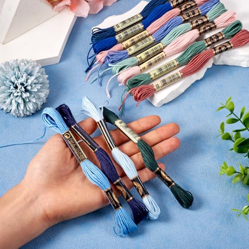 12 Skeins Cross Stitch Threads 0.5mm Embroidery Floss 6 Ply Polyester Friendship Bracelets Floss Crafts Floss 12 Color 8.75 Yards(8m)/Skein - color: 12 Color C