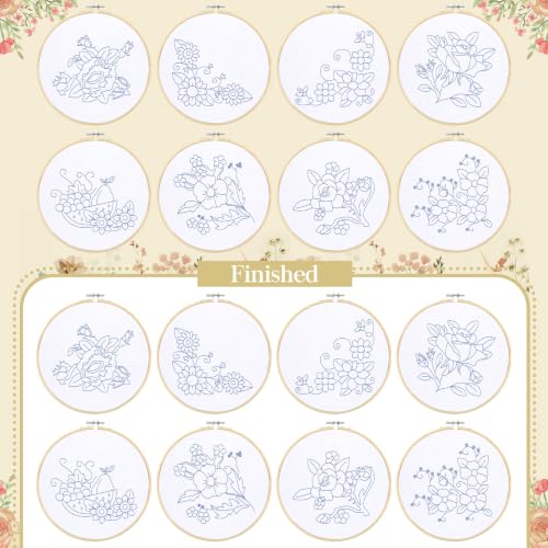 Tioncy 8 Sets Mexican Floral Embroidery Napkins DIY Craft Kit - style: Floral