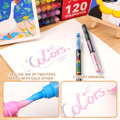 72 Colors Acrylic Paint Markers, Soft Brush Tip Acrylic Markers Set - color: 72 Colors
