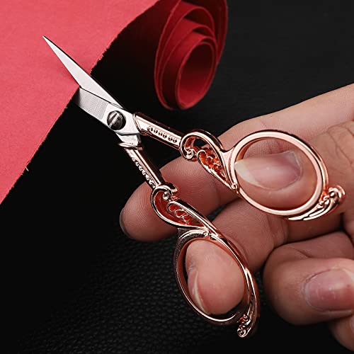 YOUGUOM Scrapbooking Scissors, Small Sewing Scissor with Cover - color: Rose Gold
