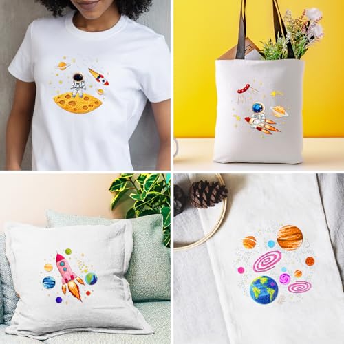 INFUNLY 4 Sets Astronaut Embroidery Kits for Beginners Space Cross Stitch Sets with Instructions Rockets Embroidery Starter Kits for Adults DIY Embroidery Needlepoint Kits Handmade Sewing Craft Sets - style: Space