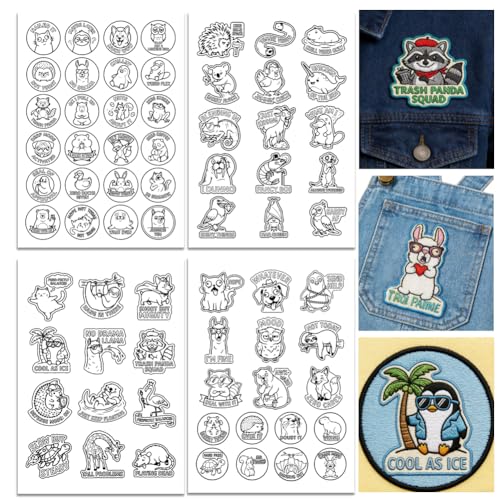 ORIGACH 4 Sheets A4 Large Water Soluble Embroidery Patterns, Stick and Stitch Embroidery Paper with Animal Designs, Hand Sewing Stabilizers for Embroidery Beginners - color: Animal
