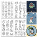 ORIGACH 4 Sheets A4 Large Water Soluble Embroidery Patterns, Stick and Stitch Embroidery Paper with Animal Designs, Hand Sewing Stabilizers for Embroidery Beginners - color: Animal