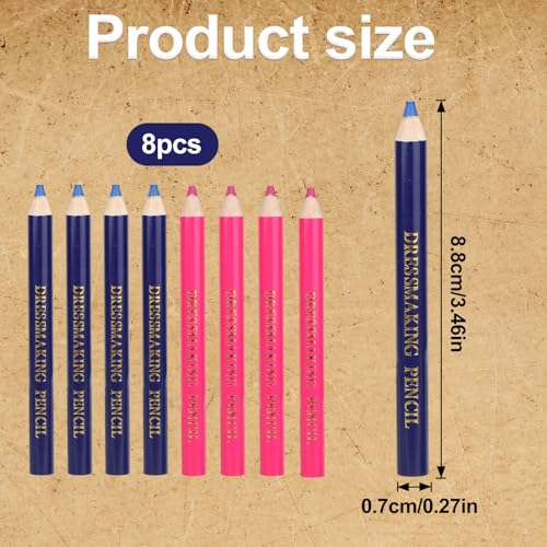 BOXOB 8pcs Tailors Fabric Pencil for Sewing Marking (Blue, Pink) - color: Blue, Pink