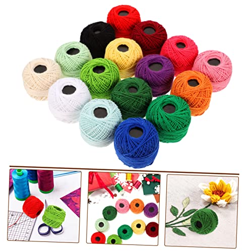 STOBOK 16 Rolls Cross Stitch Thread Crochet Thread Multi-Function Embroidery Bracelet DIY Embroidery Kit Embroideries Making Crafts Cotton Sewing Machine