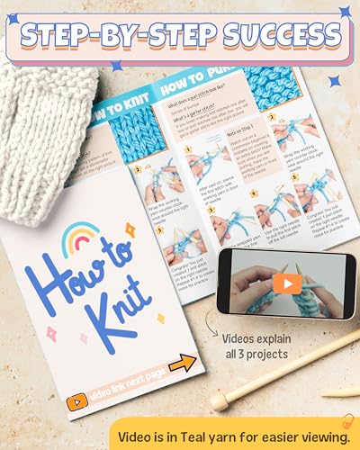 Complete Knitting Kit for Beginners - Learn to Knit Kit with Knitting Accessories Like Thick Beginner Ivory Yarn, Bamboo Needles for Beginners & More - Includes Video Tutorials & Written Guide - color: Ivory