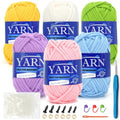 6 Pack Beginners Crochet Yarn Pink Yellow Blue Purple Green Cotton Easy Yarn for Crocheting and Knitting Beginners Crochet Kit-Pastel Series - color: Pastel Series 02, size: 6 PACK