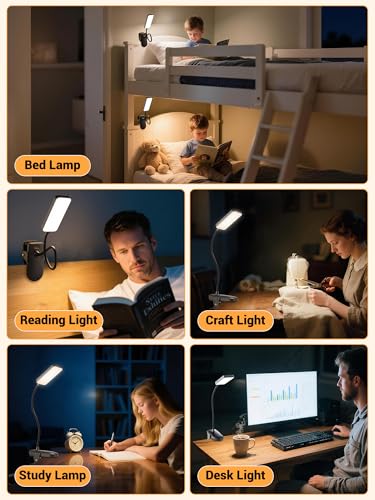 Clip on Light,45 Modes Dimmable+450 Lumen 48 LED Desk Lamp with Clamp Light - color: Black