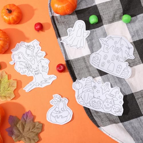 GLOBLELAND 4 Sheets Halloween Water Soluble Embroidery Pattern - color: Halloween
