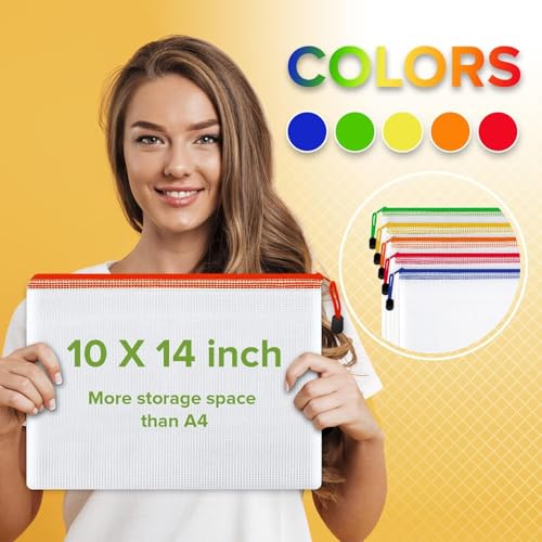 32 Pack Mesh Zipper Pouch Bags 10x14 inch - Mesh Storage Bags - Plastic Zipper Pouches for Organizing - Document Bags With Zippers - Letter Size Zippered Pouch - Document Pouches With Zippers - size: 32 Pack 10x14