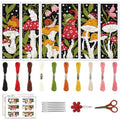 ACRNIGHEET 6PCS Stamped Cross Stitch Bookmark Kit for Beginners Mushroom - style: Mushroom Patterns