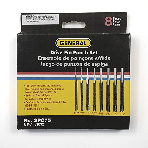 General Tools SPC75 Drive Pin Punches, Set of 8 , Grey - size: Set of 8, style: Drive Pin
