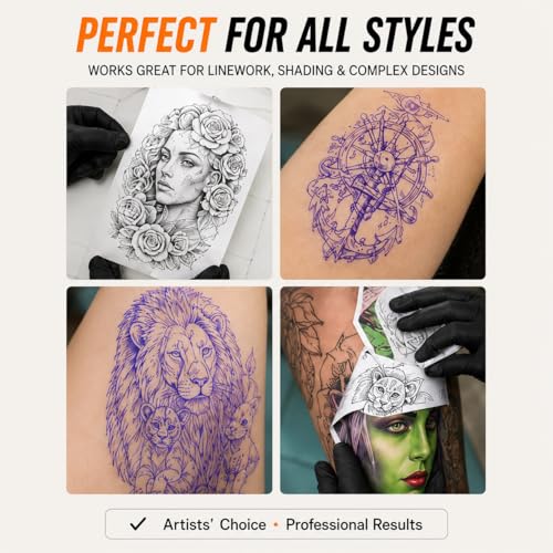 Rayyl Tattoo Transfer Paper 100 Sheets - Stencil Paper 4-Layer 8.5" x 11" Professional Thermal Transfer Paper for Tattoo Stencil Printer and Freehand Tracing Stencil Lines for Tattoo Supplies - size: 100 Sheets