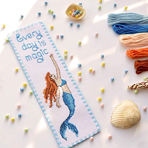 Povitrulya Counted Cross Stitch Bookmark Kit 'Mermaid - Every Day is Magic' for Hand Embroidery - color: Every Day is Magic