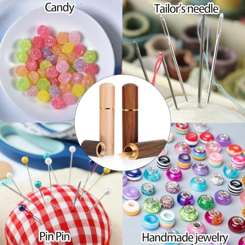 3pack Toothpick Holder Portable Wood Toothpick Case Waterproof Handmade Craft Toothpick Pocket Box Mini Toothpick Box for Storage Needle Toothpick Pill Bead Ear Pick Cotton Swab and Other Small Object