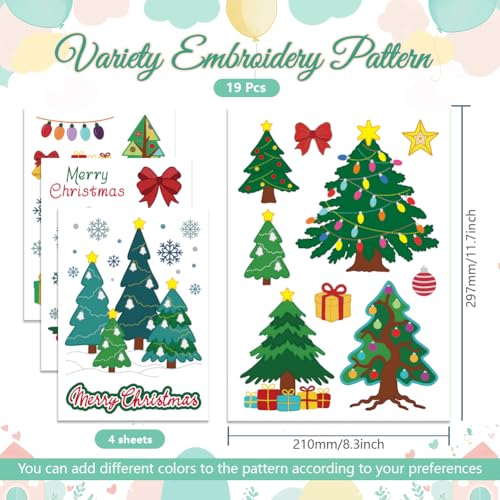 GLOBLELAND 4 Sheets Christmas Tree Water Soluble Embroidery Pattern - color: Christmas Tree Gift
