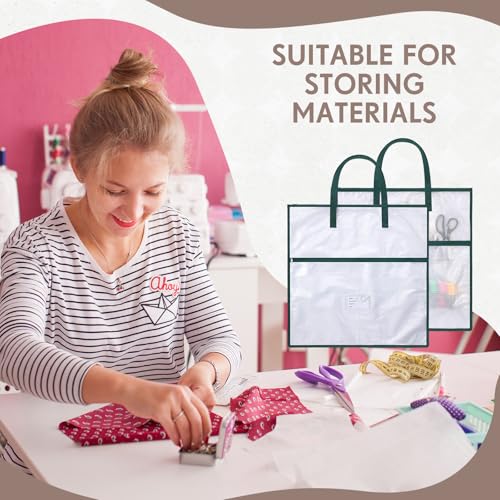 Feifeiya 2 Pack 21.7 Inch Sew Project Bag Needlepoint Project Bag Quilting Embroidery Craft Organizer Storage Bags with Handle and Pocket Zippered with Tools for Art Craft Knitting Quilting Stitching - size: 21.7 Inch