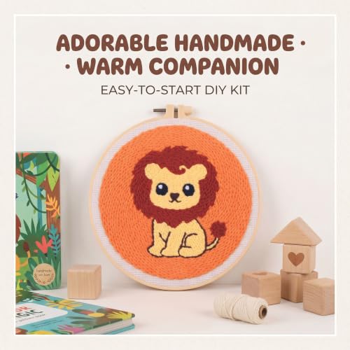 Harimau Punch Needle Kit Twelve Zodiac Signs Pattern,1Pc Embroidery Hoop, Essential Punch Needle Supplies,Ideal Punch Art for Beginners,DIY Adults Embroidery, Video Teaching - color: 65279