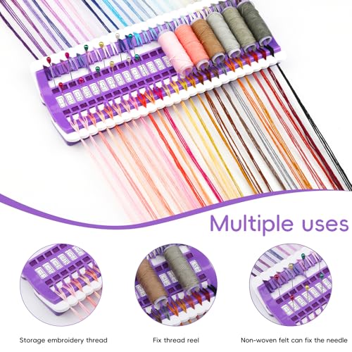 Embroidery Floss Bobbins 50 Positions Thread Organizers for Cross Stitch - color: Purple