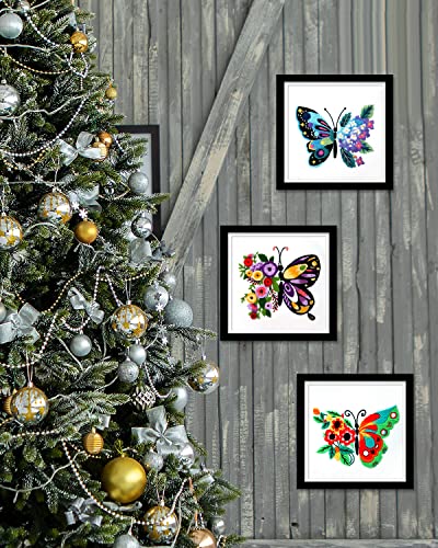 TINDTOP 3 Sets Embroidery Stitch Practice kit, Butterfly Flower Embroidery Kit for Beginners Include Cloth Hoops Threads for Craft Lover Hand Stitch with Embroidery Skill Techniques - color: Butterfly (with 1 Hoop)