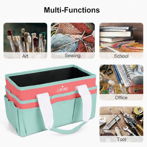 JJRING Craft Organizer Tote Bag Art Storage Caddy Green and Orange - color: Green&Orange, size: Small