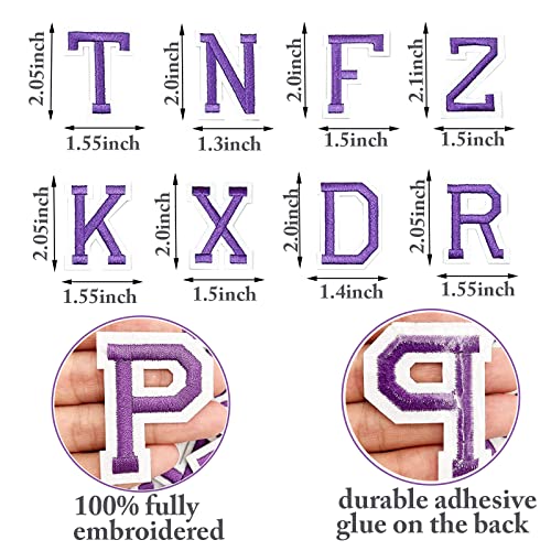 J.CARP 52Pcs Purple Alphabet A to Z Patches, Iron on Sew on Letters for Clothing, Hats, Shoes, Backpacks, Handbags, Jeans, Jackets etc. - color: 52pcs, Purple