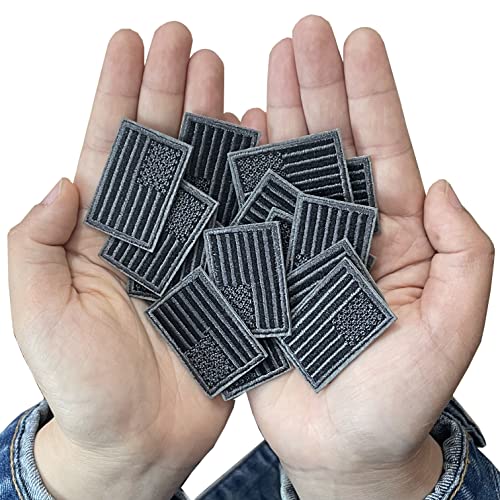 15pcs Black American US Mini Flag Patches, Embroidered Sew on Iron on Patches - color: Mini Flag, Black