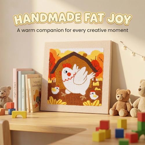 Harimau Embroidery Punch Needle kit Frame, Embroidery Starter Kits for Beginner,Punch Needle Fabric with Pattern,Threader, Yarns,Embroidery Hoops & Rug Punch (Coffee) - color: Coffee