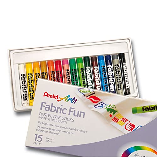 Pentel Arts Fabric Fun Pastel Dye Sticks, 15 Color Set (PTS-15) (Pack of 2) - size: 15 Count (Pack of 2), style: Fabric Fun Pastel