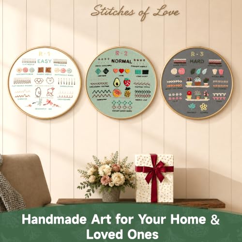 Bofoho 3 Pack Starter Embroidery Kit for Beginners with Simple Patterns - color: 3 Pack