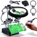 2.5X 7.5X 10X Helping Hands Magnifier Soldering Station with LED Light - color: Black-1