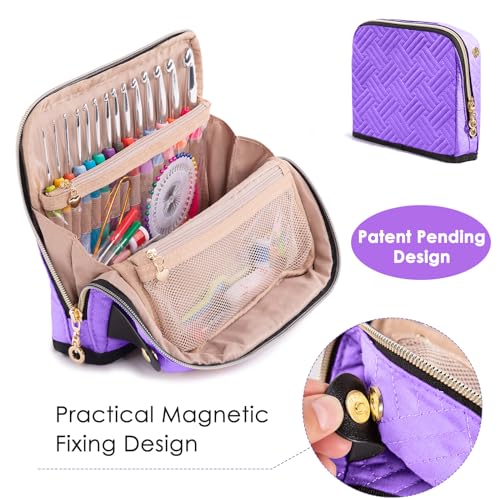 MYBAGZING Ergonomic Crochet Hook Set with Case 14 Sizes 2mm-10mmCrochet Kit - color: Purple, size: Case (14 Crochet Hooks)