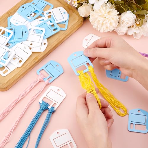 PH PandaHall 30pcs Acrylic Embroidery Floss Drop Thread Organizers Slim Floss Bobbins Cross Stitch Thread Bobbins Floss Organizers for DIY Craft Cross Stitch Sewing Thread Storage