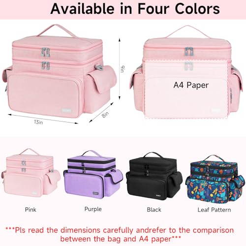 LEFOR·Z Large Sewing Supplies Organizer Bag(13 x 8 x 9 in),Sewing Basket - color: Pink