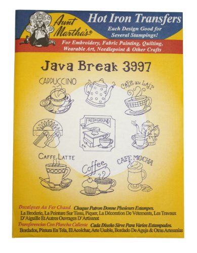 Aunt Martha's Iron On Transfer Patterns for Stitching, Embroidery or Fabric Painting, Patterns for Tea Towels/Kitchen Decor, Set of 5